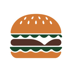 simple vector silhouette of a hamburger with cheese and lettuce