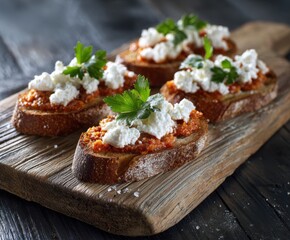 Toast bread with goat cheese.