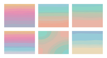 Obraz premium Six rectangular pastel gradient backgrounds arranged in two rows of three