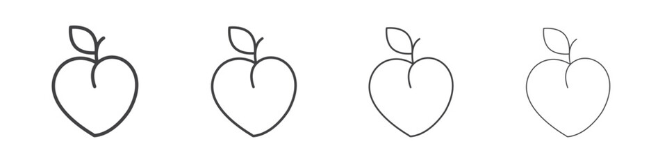 Peach icon illustration symbol. thin line symbol on white background - editable stroke vector