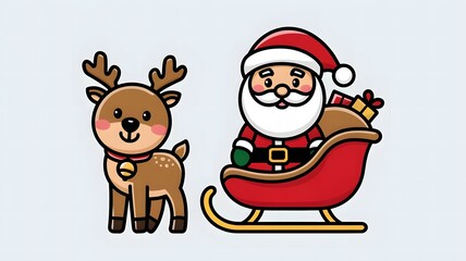 Festive illustration of Santa Claus in a sleigh pulled by a reindeer, celebrating the joy of Christmas season