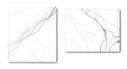 Obraz premium Two rectangular marble slabs with gray veining and subtle shadow effect