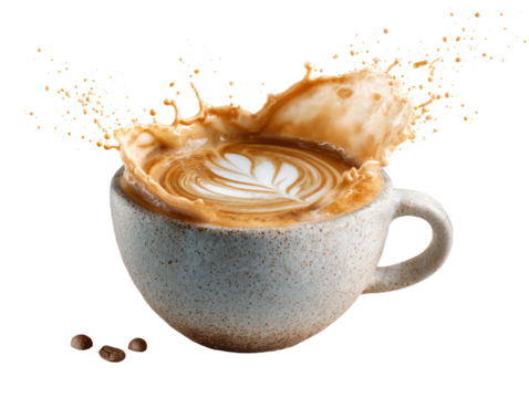 Latte with splash, ceramic cup