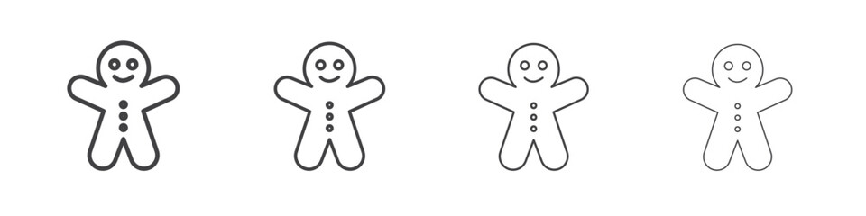 Gingerbread man icon illustration symbol. thin line symbol on white background - editable stroke vector
