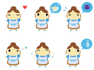 主婦のアイコンセット　手洗い