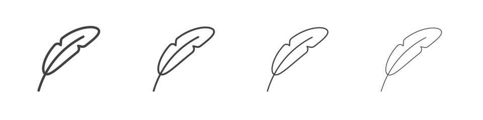 Feather icon illustration symbol. thin line symbol on white background - editable stroke vector