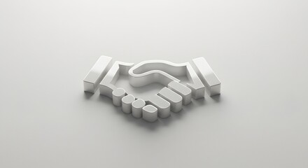 3D model of two hands shaking, representing a business agreement.
