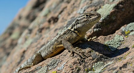 Naklejka premium Lizard on a Rocky Surface.
