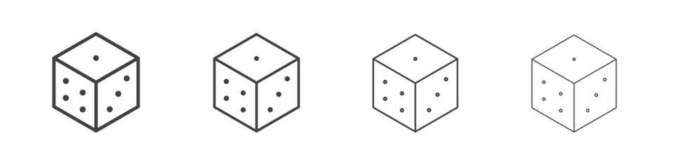 Dice icon illustration symbol. thin line symbol on white background - editable stroke vector