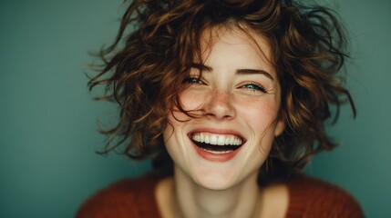 Radiant joy radiating from a woman's smile