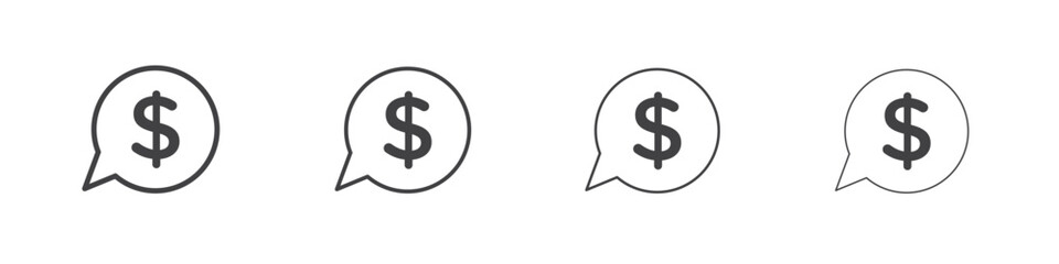 Comment dollar icon illustration symbol. thin line symbol on white background - editable stroke vector