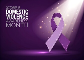October is domestic violence awareness month purple ribbon spotlighted
