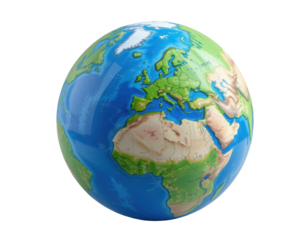 Realistic Globe Illustration Featuring Continents and Oceans Details
