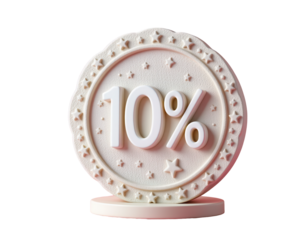 10 Percent Discount Badge with Stars and Decorative Elements