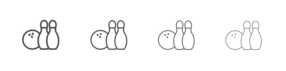Bowling icon illustration symbol. thin line symbol on white background - editable stroke vector
