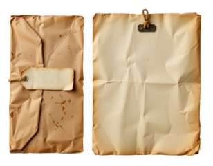 Vintage Crumpled Paper with Tag and Clip for Creative Design Projects