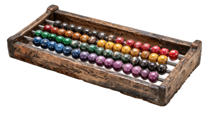 Vintage abacus with wooden frame and colorful beads