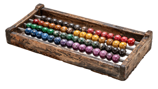 Vintage abacus with wooden frame and colorful beads
