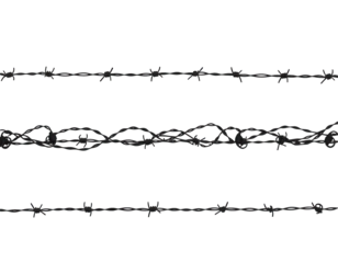 Barbed Wire Fencing Isolated on Transparent Background for Graphics