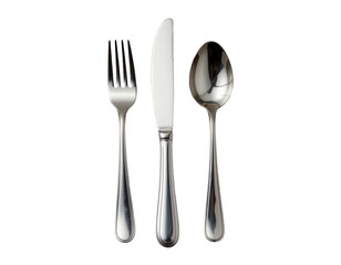 Elegant Silver Cutlery Fork Knife Spoon Arrangement Isolated