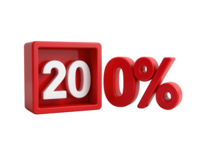 Red Discount Box Featuring Twenty Percent Off Promotion Offer