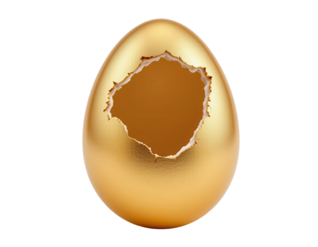 Golden Egg with a Broken Shell Symbolizing New Beginnings and Wealth
