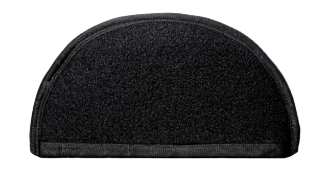 Black semi-circle mat, non-slip, studio shot, clean background, floor protection