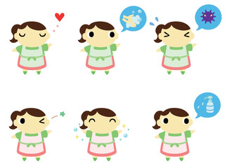 主婦のアイコンセット　手洗い