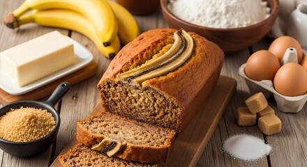 Homemade banana bread with fresh ingredients a comforting and delightful bakery experience