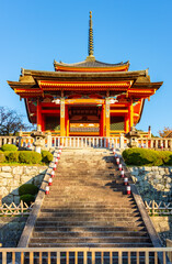 Pagoda of Kiyomizu-dera buddhist temple in Kyoto, Japan