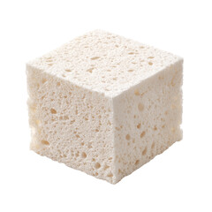 A light beige, cubic, porous sponge