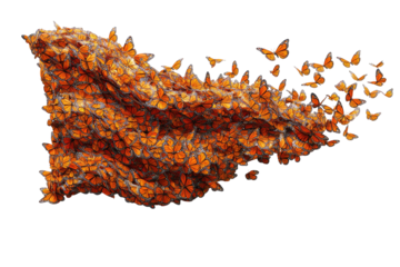 Abstract orange butterfly swarm, 3D design