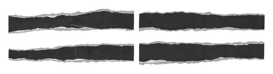 Torn paper strips PNG set, ripped collage elements with rough edges isolated