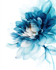 Obraz premium A beautifully rendered blue and white flower design, showcasing delicate petals and intricate details in a soft, dreamy style.