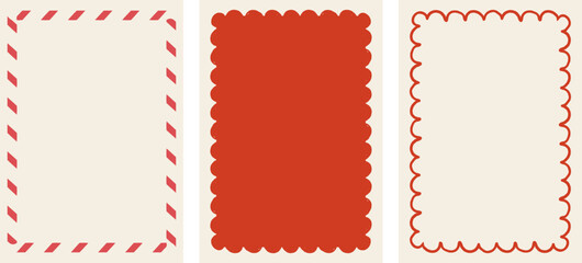 Christmas frames. Hand drawn Christmas background set, cards, banners, prints. Vector art and illustration