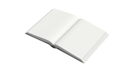 Open White Hardcover Book Mockup  - Blank Spread Pages Isometric View, Editable Template for Novel Interior Design, Publishing Layout, and Reading Presentation