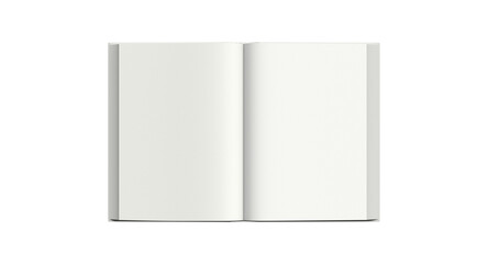 Fototapeta premium White Open Book Mockup - Front View Blank Spread Pages, Editable Hardcover Template for Book Interior Design, Publishing Layout, and Novel Reading Presentation