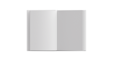 White Open Book Mockup PSD - Front View with Blank White and Gray Pages Spread, Editable Hardcover Template for Book Interior Design, Publishing Layout, and Novel Presentation