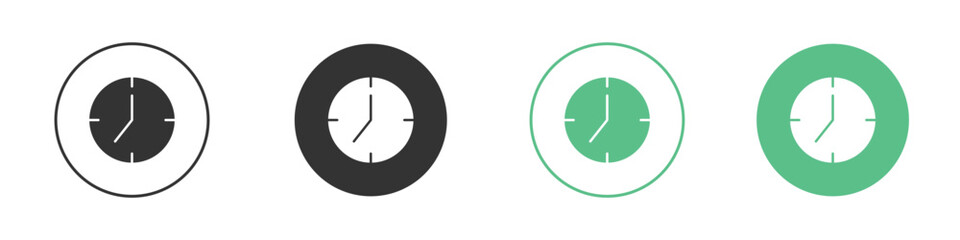 Time clock icons collection in flat style. icon vector design