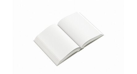 White Open Book Mockup - Angled Spread View with Blank Pages, Editable Hardcover Template for Book Interior Design, Publishing Layout, and Novel Reading Presentation