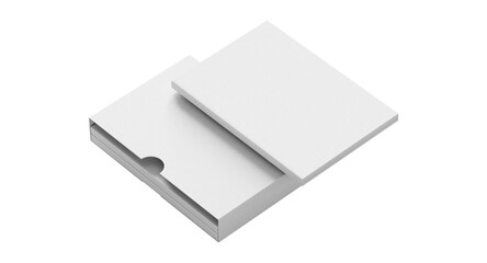 White Cardboard Box Mockup PSD - Open Lid Angled View with Blank Surfaces, Editable Packaging Template for Branding, Product Display, and E-commerce Presentation