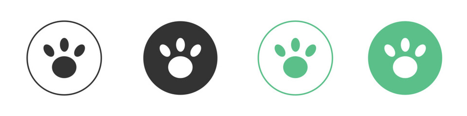 Paw icons collection in flat style. icon vector design