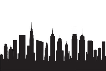 Obraz premium Black silhouette of a diverse city skyline against white