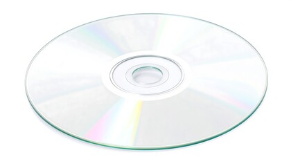 Close-up of a clear optical disc, showcasing its reflective surface and intricate design.