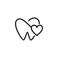 Minimalist dental logo featuring a tooth inside a heart, symbolizing oral health, care, and love in dentistry.