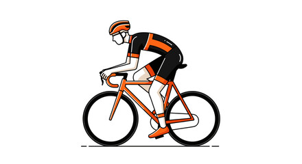 Naklejka premium Illustration of a cyclist wearing orange helmet and riding an orange bicycle