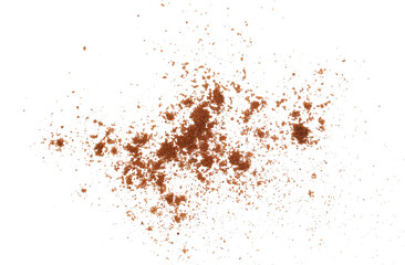 Close up clove powder flying isolated on white background, clipping path	