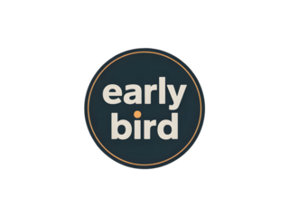 Single badge with text "EARLY BIRD", centered on white background.