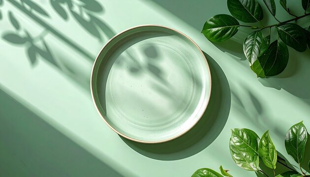 Matte Ceramic Plate on Green Surface
