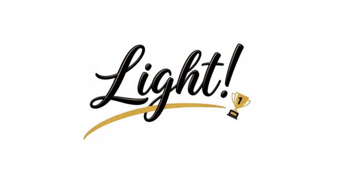 Light Bold Text with Trophy Award Graphic Design.